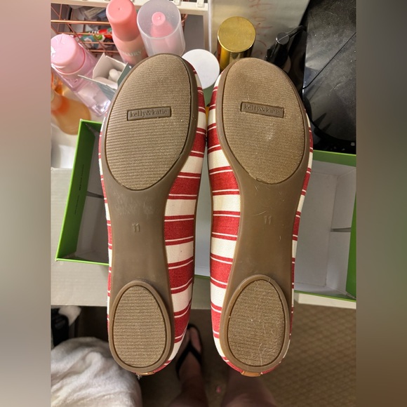 Kelly & Katie Red and Tan Striped Flats - Picture 2 of 5
